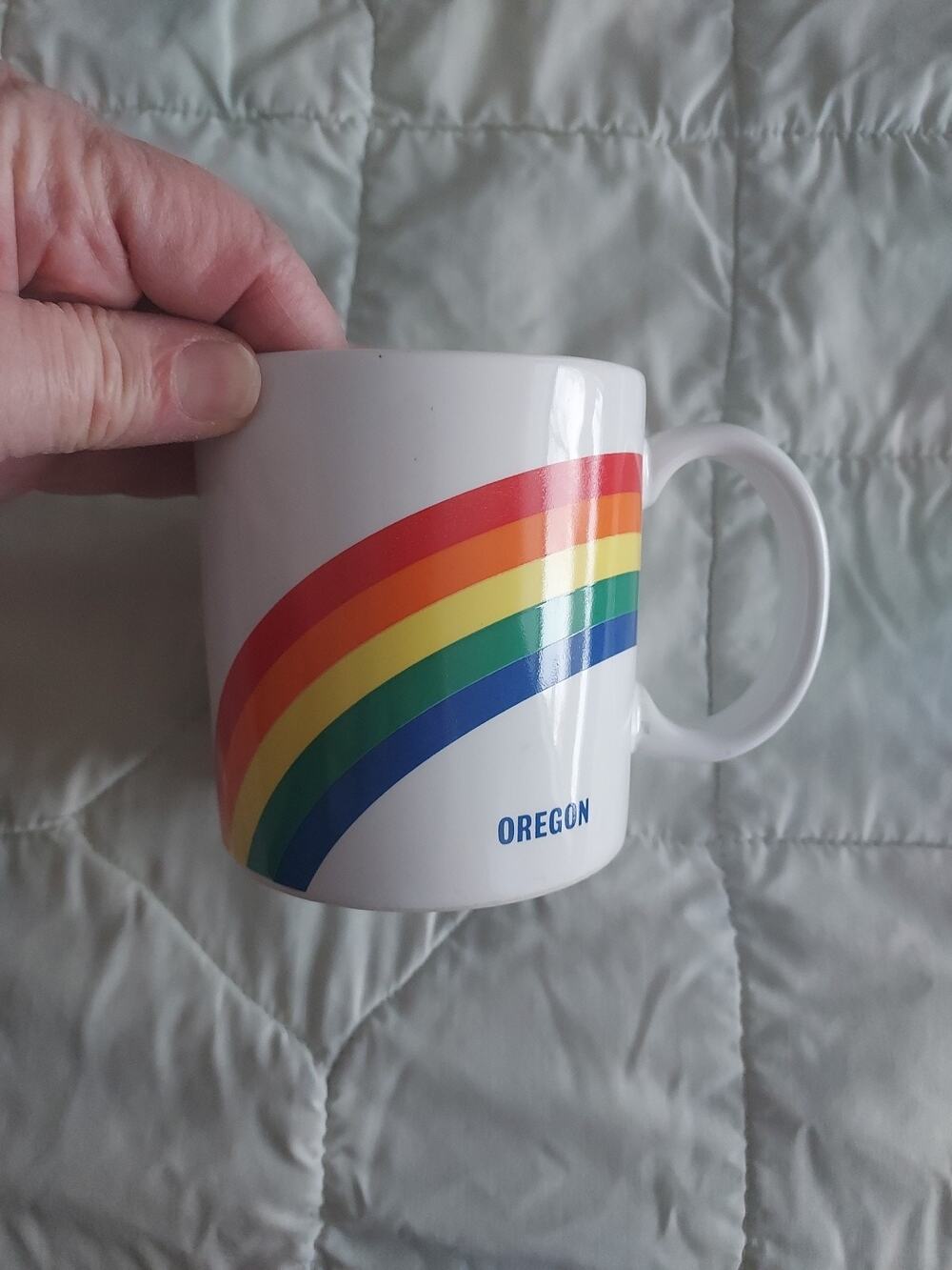 Oregon Rainbow Coffee Mug LARGE Heavy well made Vintage EUC no stains